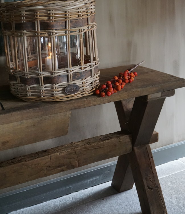 Rene Houtman Sidetable Cross | Oud Hout | Met Lade | H76 x B200 x D46 cm