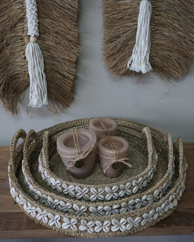 Rene Houtman Balinese Dienbladen Met Schelpen | Set Van 3