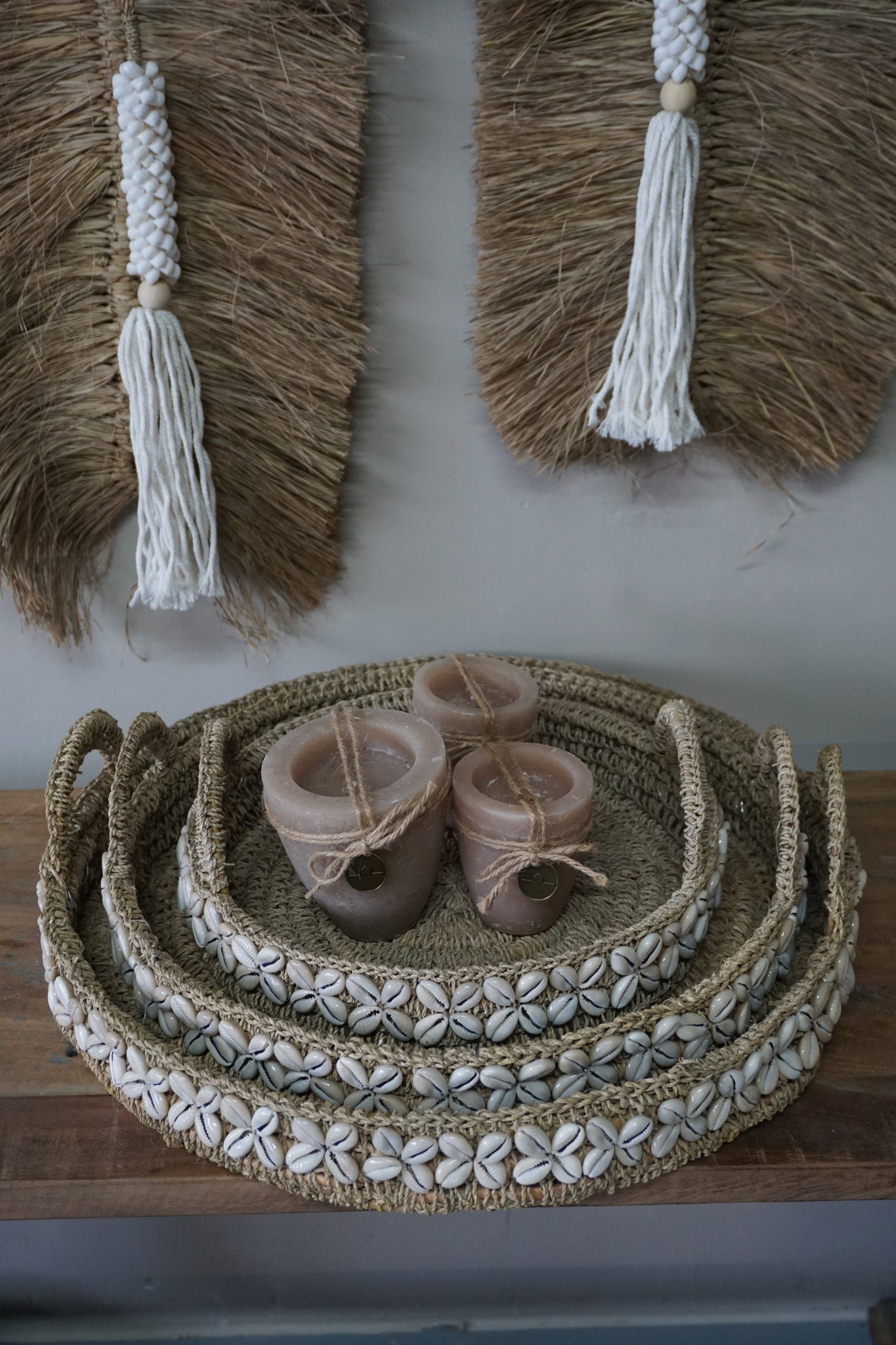 Rene Houtman Balinese Dienbladen Met Schelpen | Set Van 3