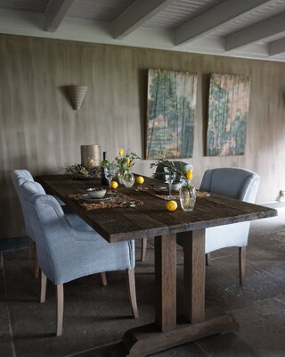 Rene Houtman Kloostertafel Pilaar Grey Massief Hardhout - Kies Maat