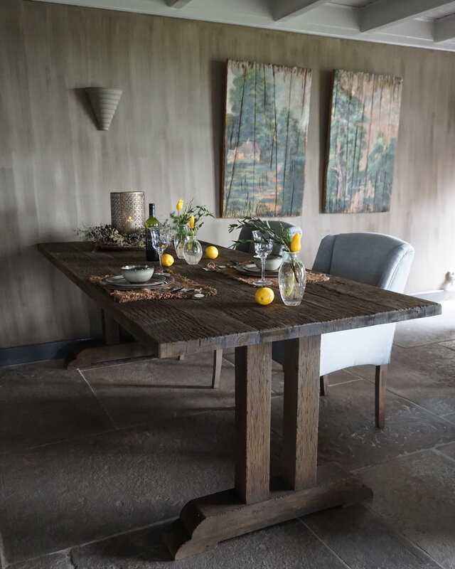 Rene Houtman Kloostertafel Pilaar Grey Massief Hardhout - Kies Maat