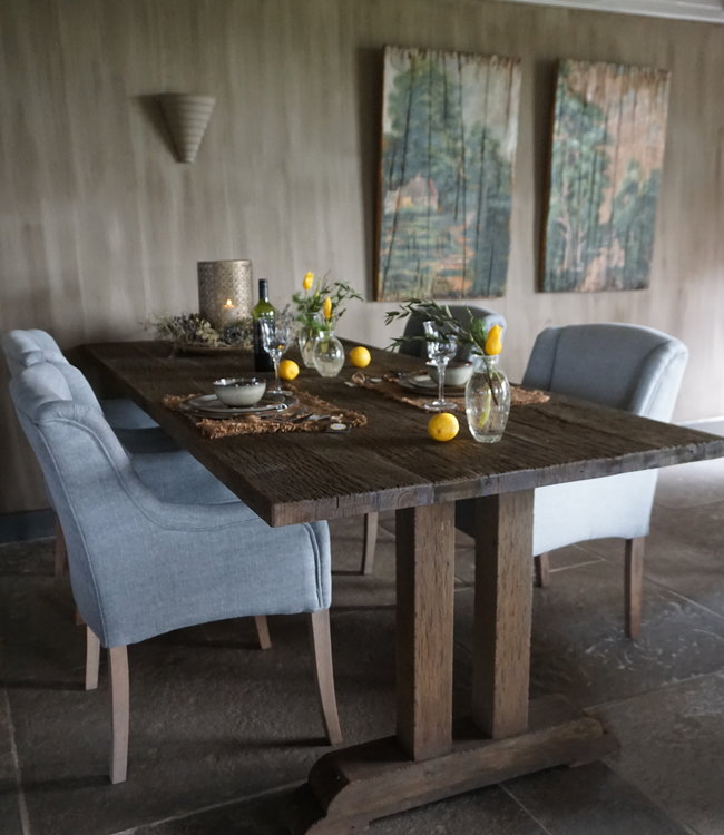 Rene Houtman Kloostertafel Pilaar Grey Massief Hardhout - Kies Maat