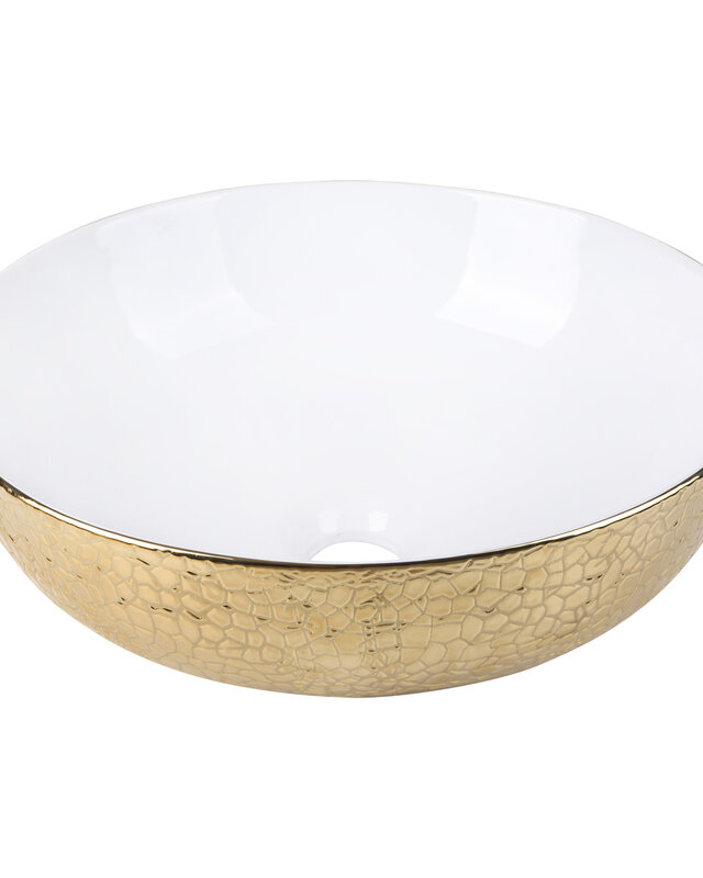 Differnz Snake Wastafel Opbouw Waskom 40x14 cm Goud/Wit