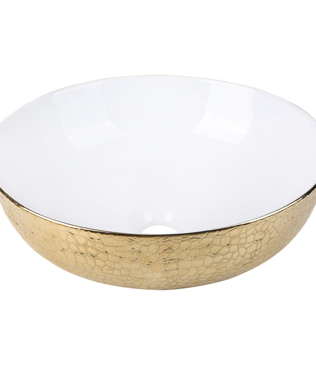 Differnz Snake Wastafel Opbouw Waskom 40x14 cm Goud/Wit