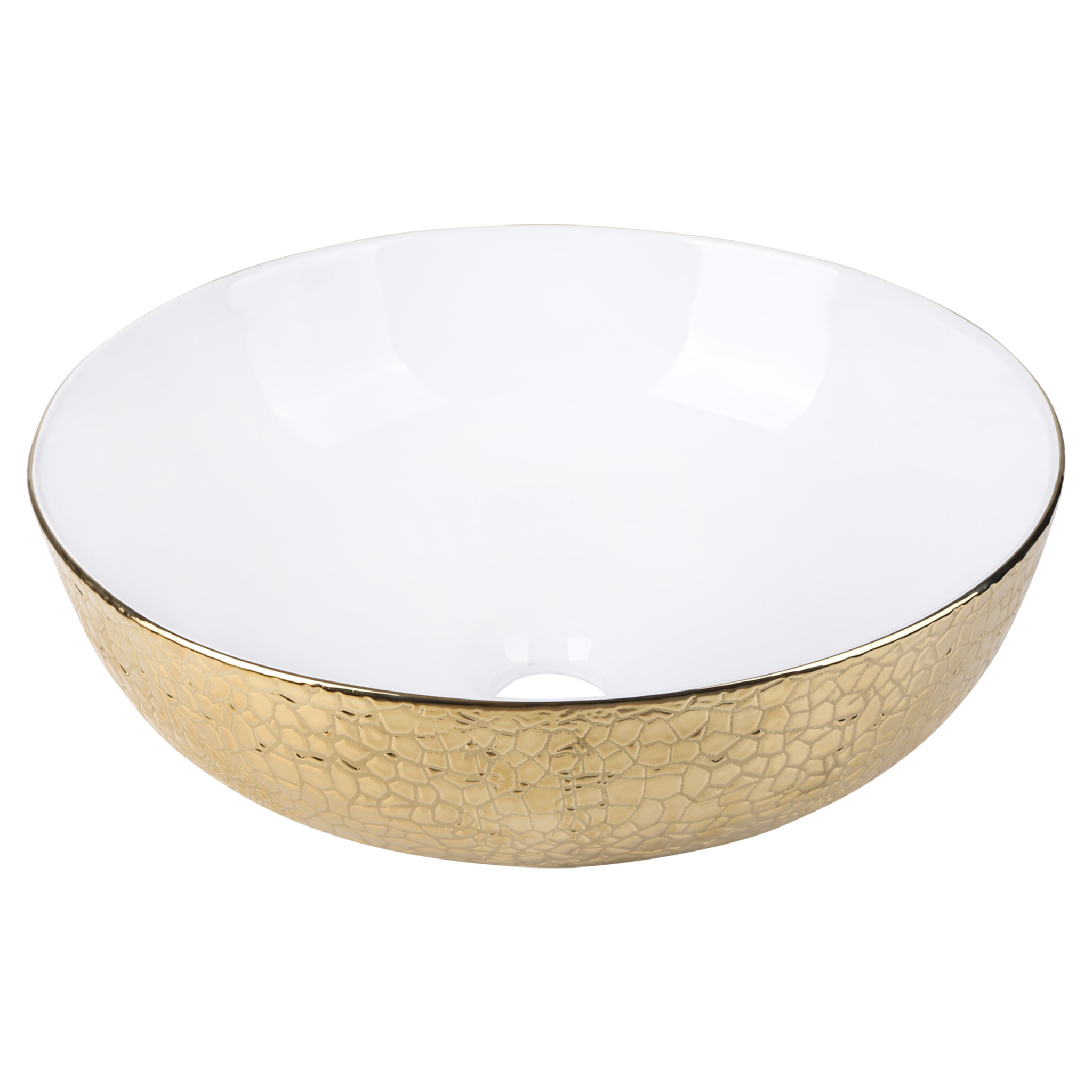 Differnz Snake Wastafel Opbouw Waskom 40x14 cm Goud/Wit
