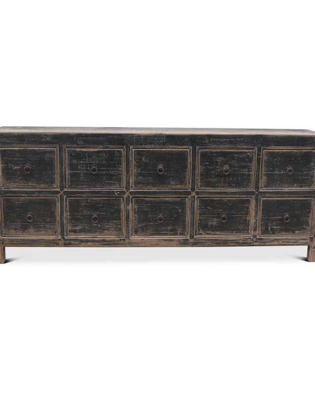 Rene Houtman Dressoir 10-Lades Zwart | H85 x B220 x D45 cm
