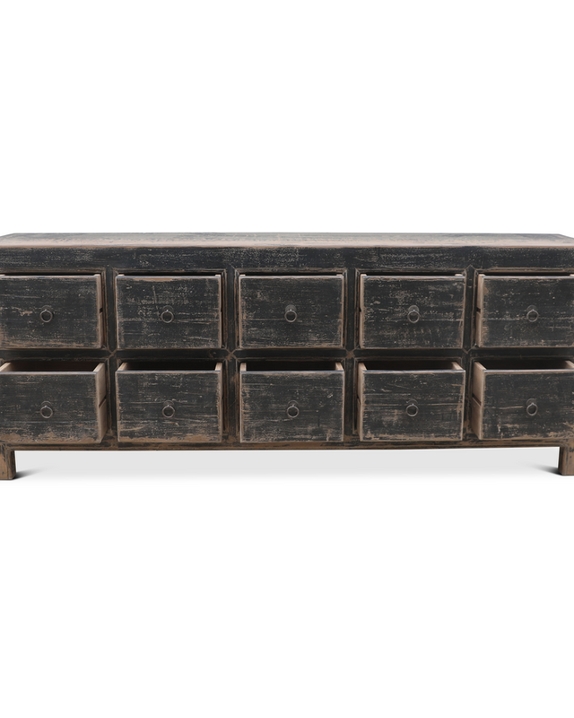 Rene Houtman Dressoir 10-Lades Zwart | H85 x B220 x D45 cm