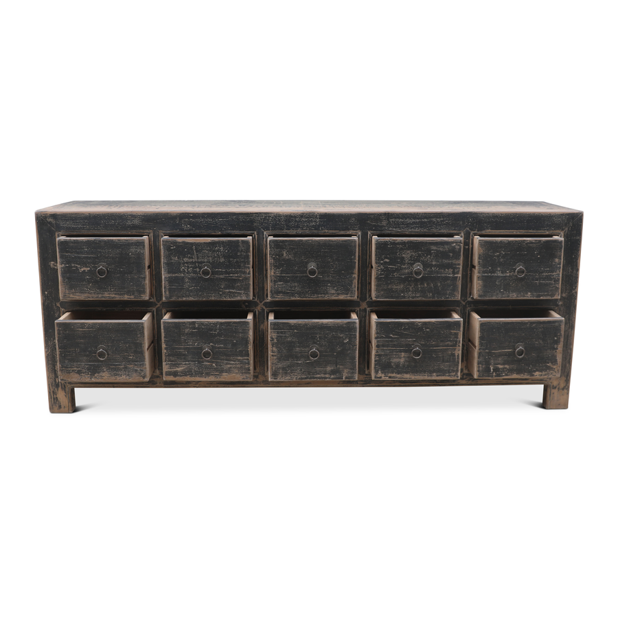 Rene Houtman Dressoir 10-Lades Zwart | H85 x B220 x D45 cm