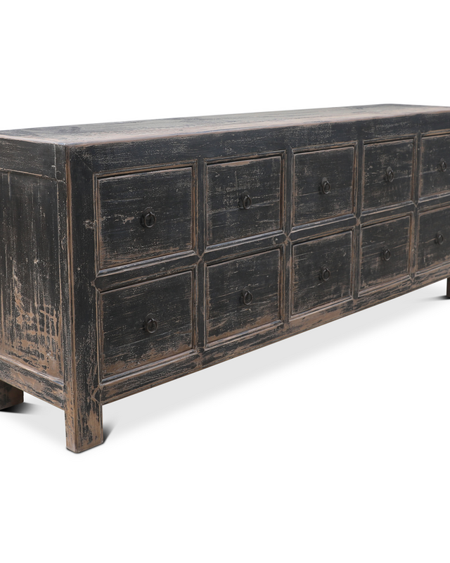 Rene Houtman Dressoir 10-Lades Zwart | H85 x B220 x D45 cm