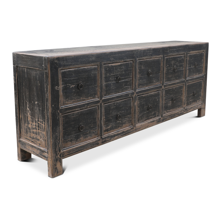 Rene Houtman Dressoir 10-Lades Zwart | H85 x B220 x D45 cm