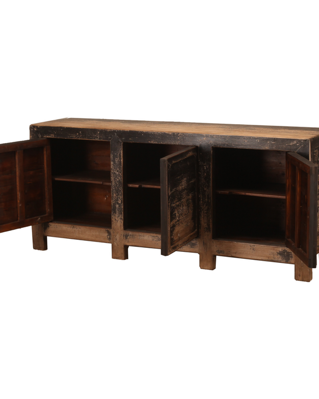 Rene Houtman Dressoir Zwart Hout 3-Deurs | H93 x B207 x D48 cm