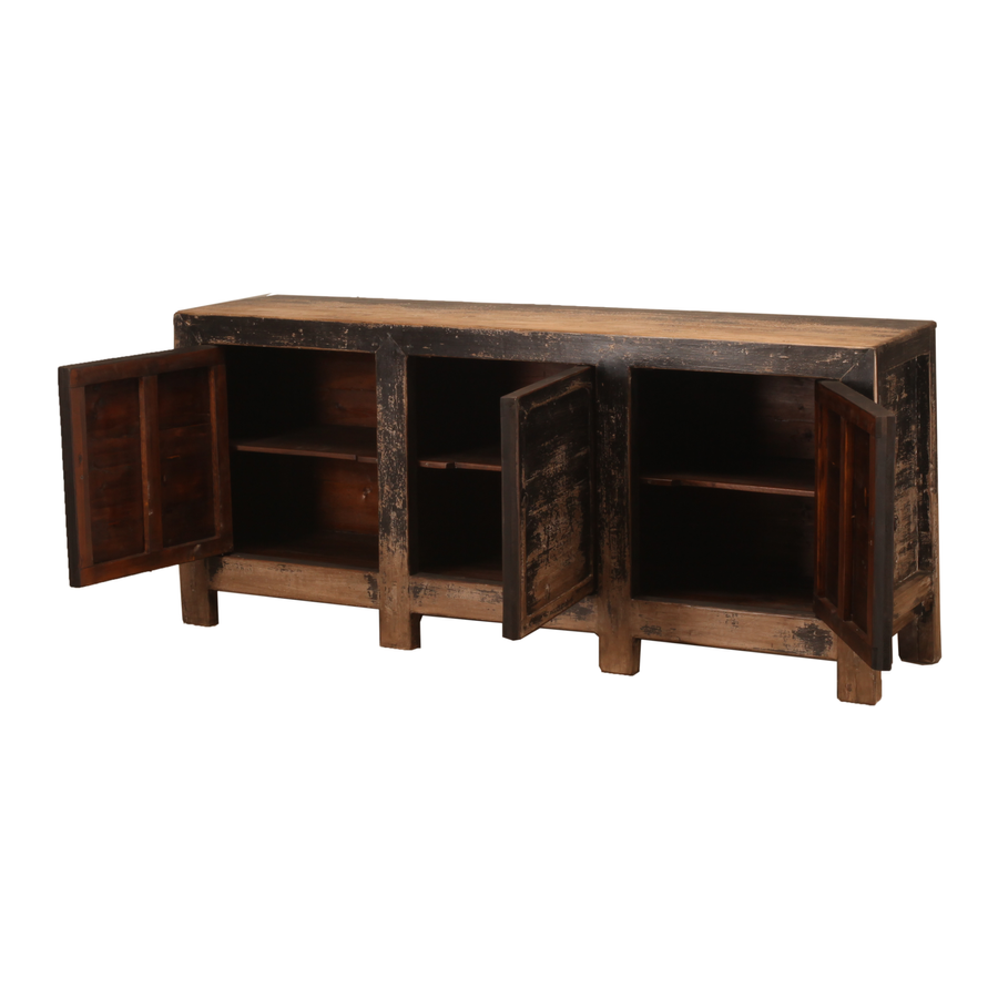 Rene Houtman Dressoir Zwart Hout 3-Deurs | H93 x B207 x D48 cm