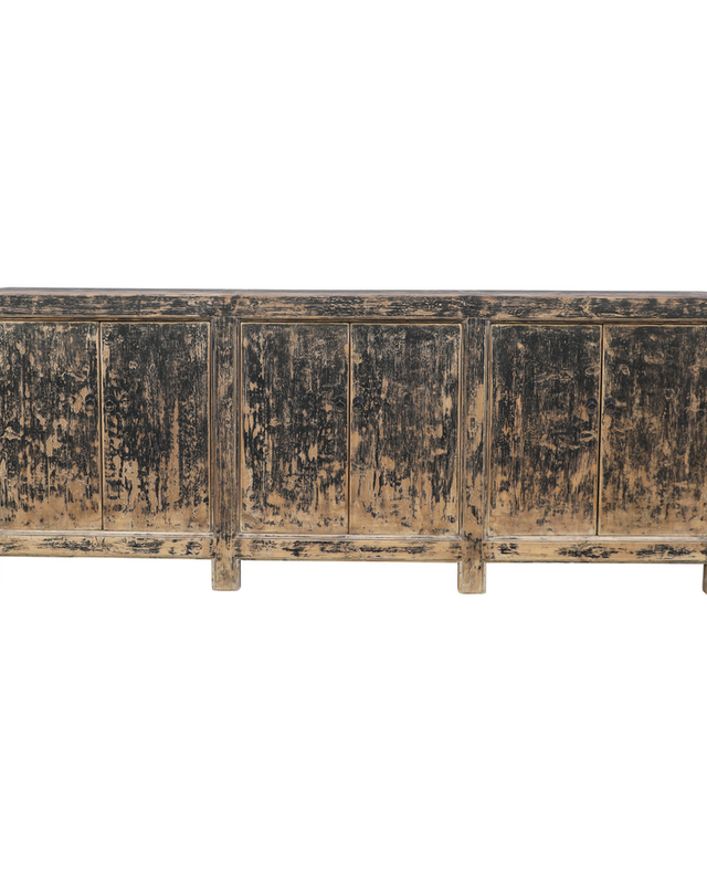 Rene Houtman Dressoir Zwart Hout 6-Deurs | H96 x B250 x D45 cm