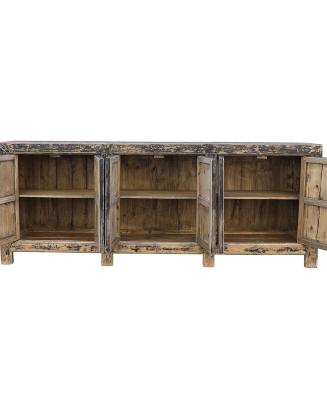 Rene Houtman Dressoir Zwart Hout 6-Deurs | H96 x B250 x D45 cm