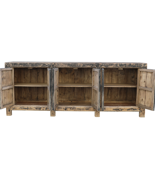 Rene Houtman Dressoir Zwart Hout 6-Deurs | H96 x B250 x D45 cm