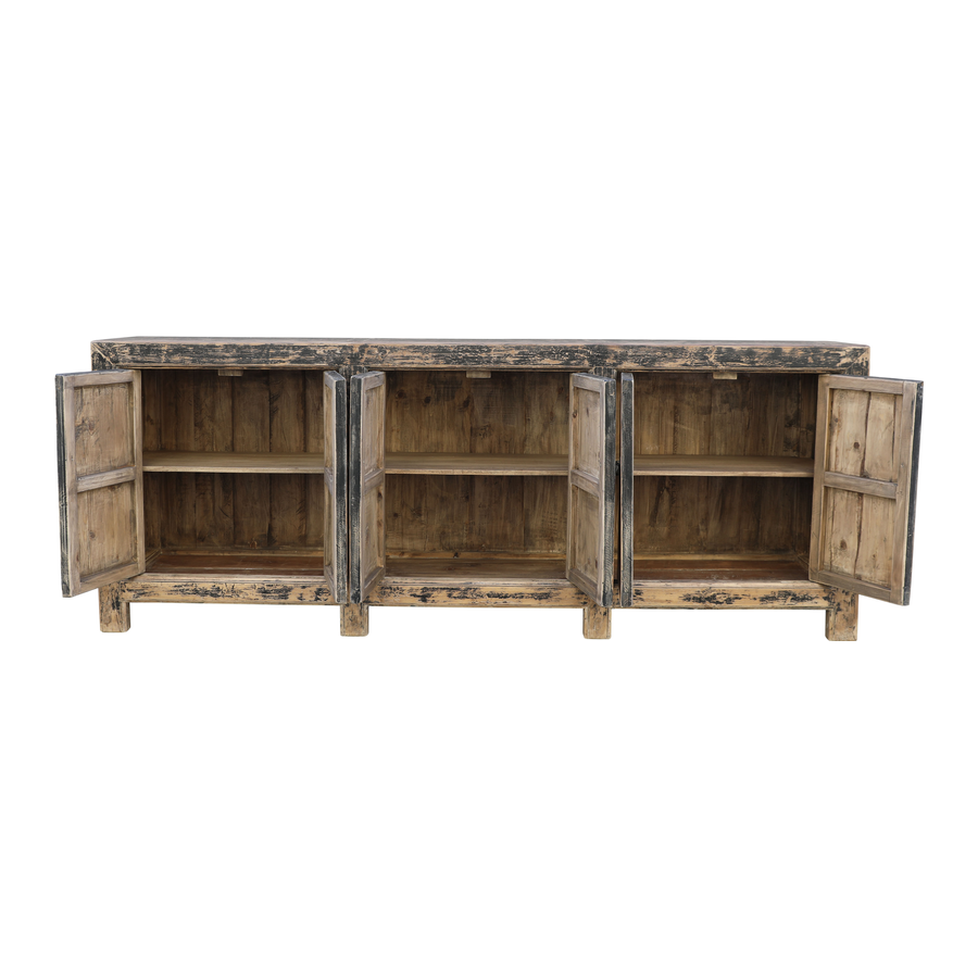 Rene Houtman Dressoir Zwart Hout 6-Deurs | H96 x B250 x D45 cm