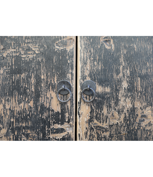 Rene Houtman Dressoir Zwart Hout 6-Deurs | H96 x B250 x D45 cm