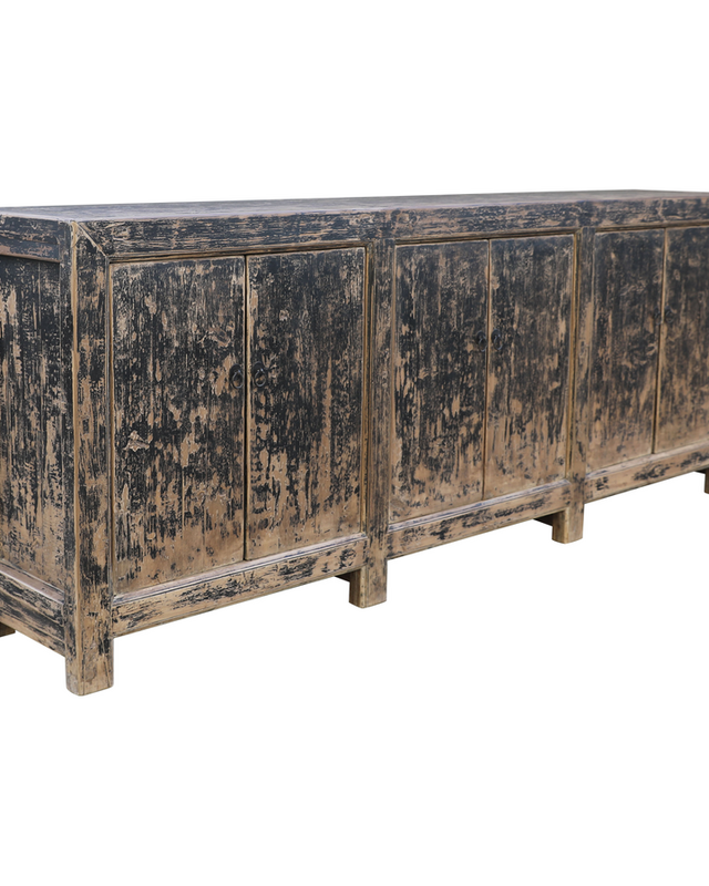 Rene Houtman Dressoir Zwart Hout 6-Deurs | H96 x B250 x D45 cm