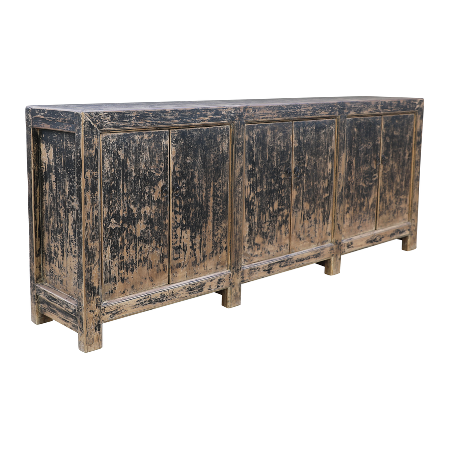 Rene Houtman Dressoir Zwart Hout 6-Deurs | H96 x B250 x D45 cm