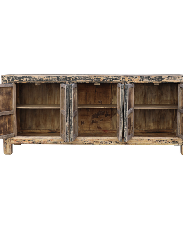 Rene Houtman Dressoir Zwart Hout 6-Deurs | H94 x B221 x D44 cm