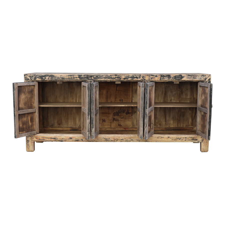 Rene Houtman Dressoir Zwart Hout 6-Deurs | H94 x B221 x D44 cm