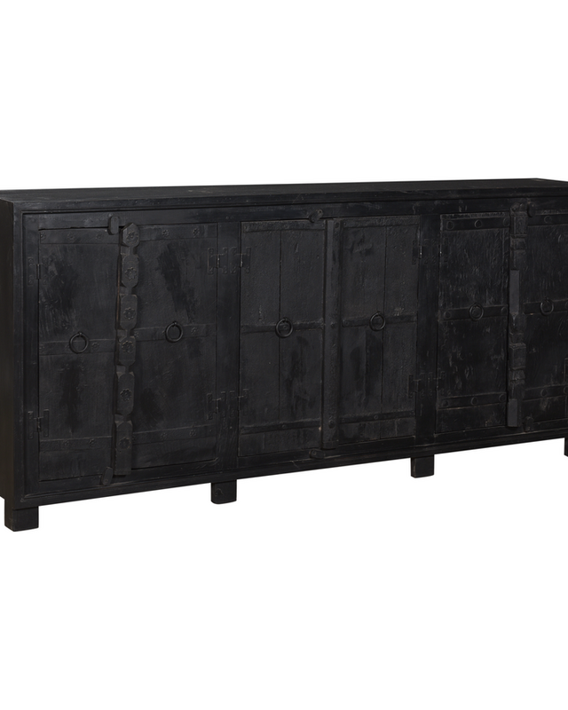 Rene Houtman Dressoir Zwart Hout 6-Deurs | H94 x B208 x D36 cm