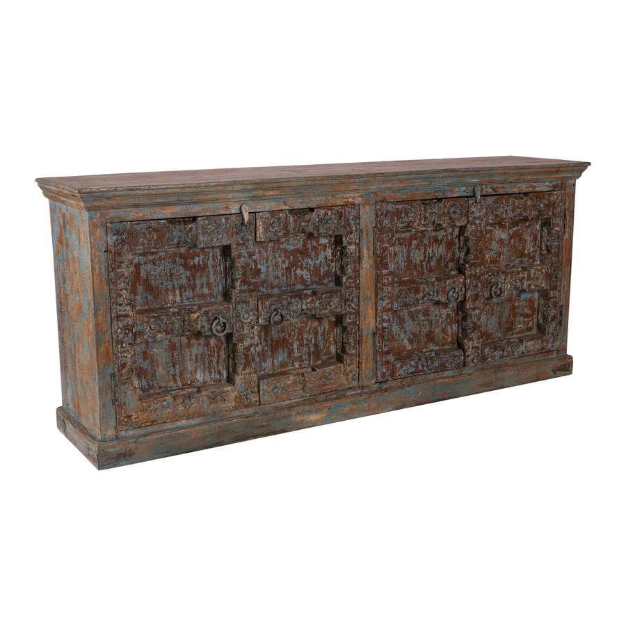 Rene Houtman Dressoir Oud Hout Snijwerk 4-Deurs | H94 x B220 x D50 cm