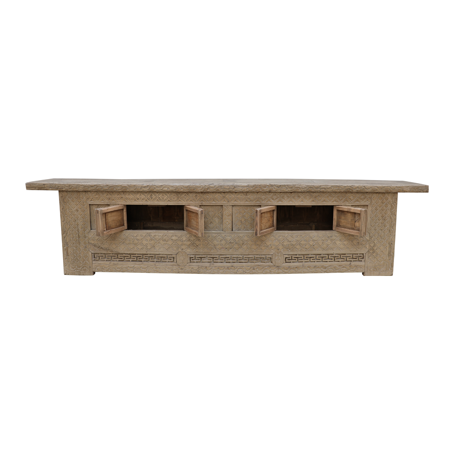 Rene Houtman Dressoir Xinjian Hout Snijwerk | H72 x B305 x D45 cm