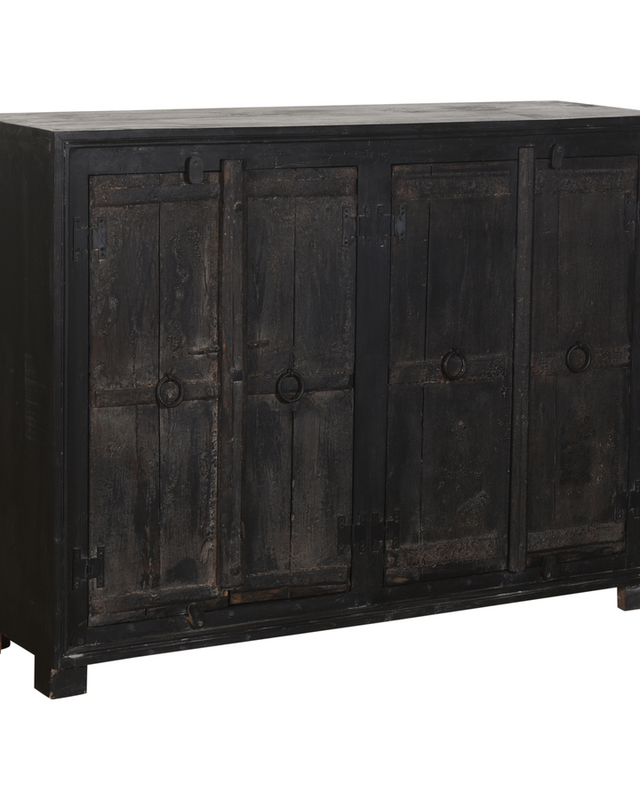 Rene Houtman Dressoir Oud Hout Zwart 4-Deurs | H120 x B135 x D37 cm