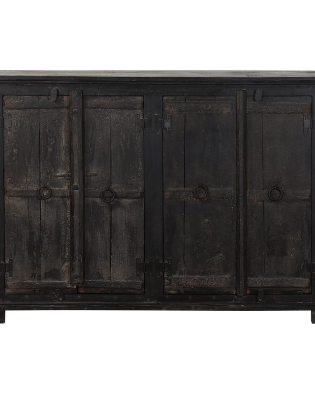 Rene Houtman Dressoir Oud Hout Zwart 4-Deurs | H120 x B135 x D37 cm