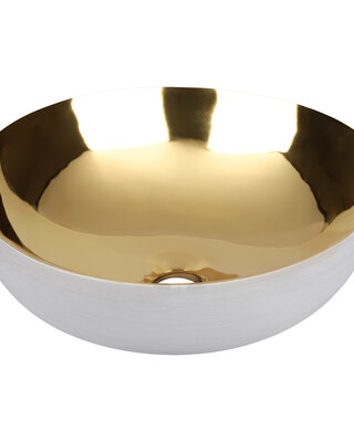 Differnz Waskom Shine | Goud Wit | Keramiek | Ø 40 x H13.5 cm