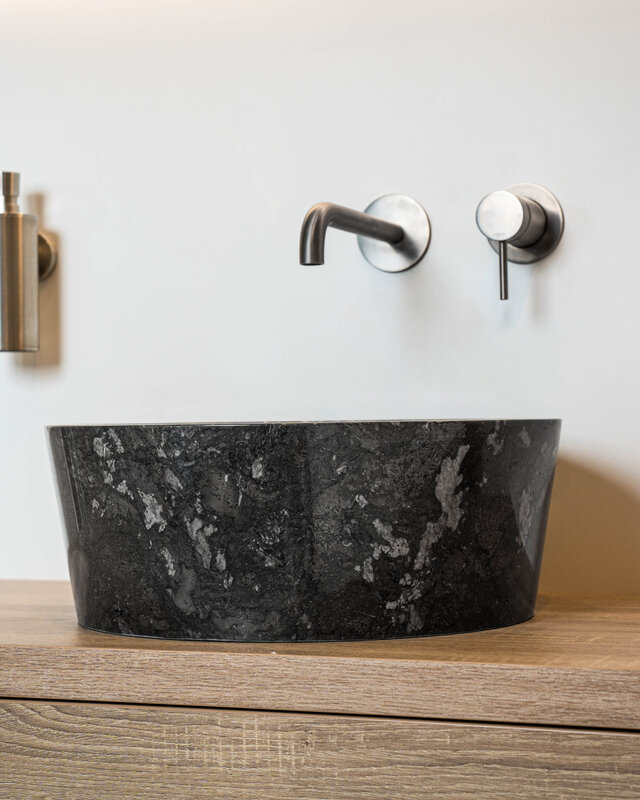 Loutro Bathroomware Waskom Marmer | Black | 2 Maten