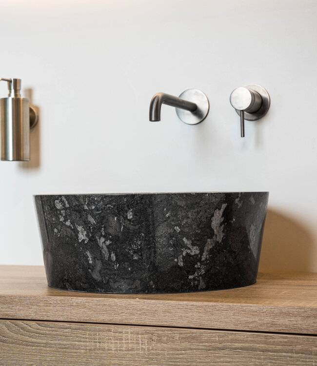 Loutro Bathroomware Waskom Marmer | Black | 2 Maten