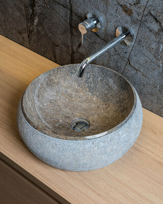Loutro Bathroomware Waskom Natuursteen | Gefrijnd | 2 Maten
