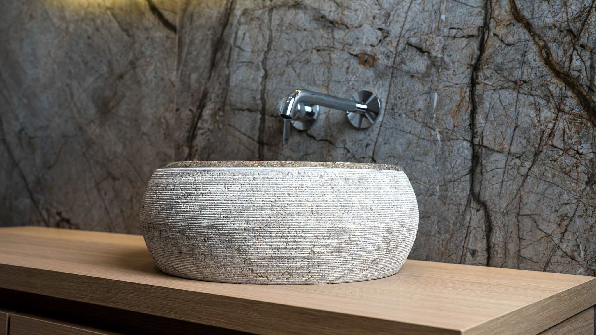 Loutro Bathroomware Waskom Natuursteen | Gefrijnd | 2 Maten