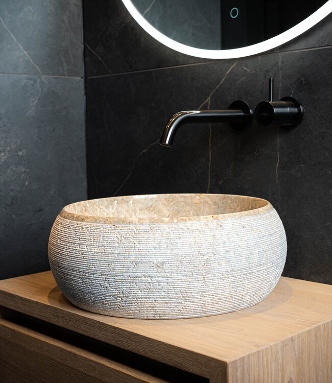 Rene Houtman Waskom Natuursteen | Gefrijnd | 2 Maten