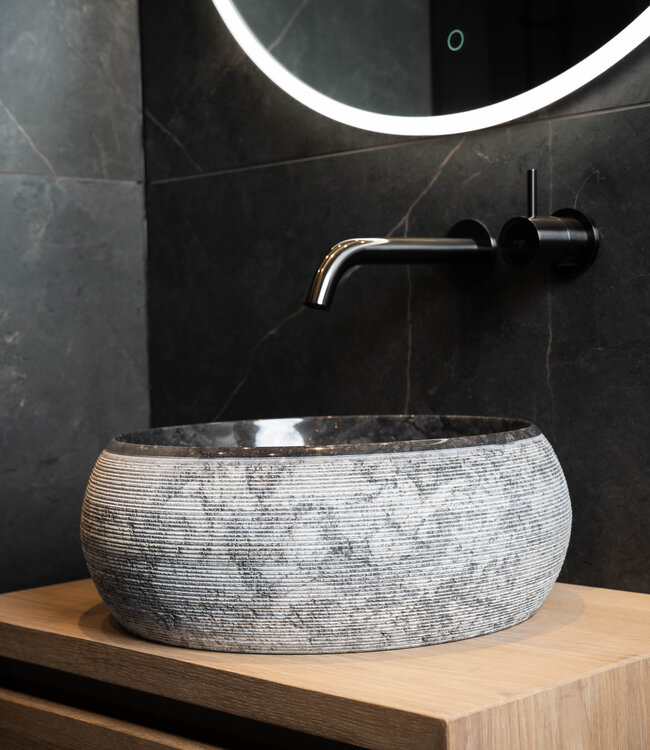 Rene Houtman Waskom Natuursteen | Gefrijnd | 2 Maten