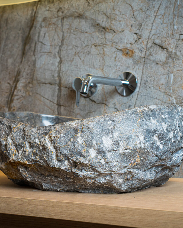 Loutro Bathroomware Waskom Natuursteen | Gekapt - Grijs | Meerdere Maten