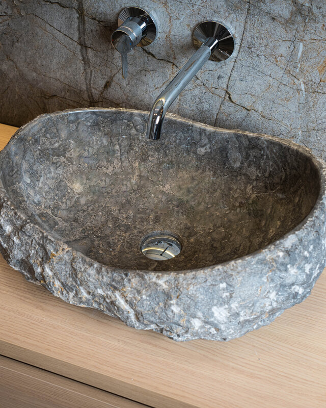 Loutro Bathroomware Waskom Natuursteen | Gekapt - Grijs | Meerdere Maten