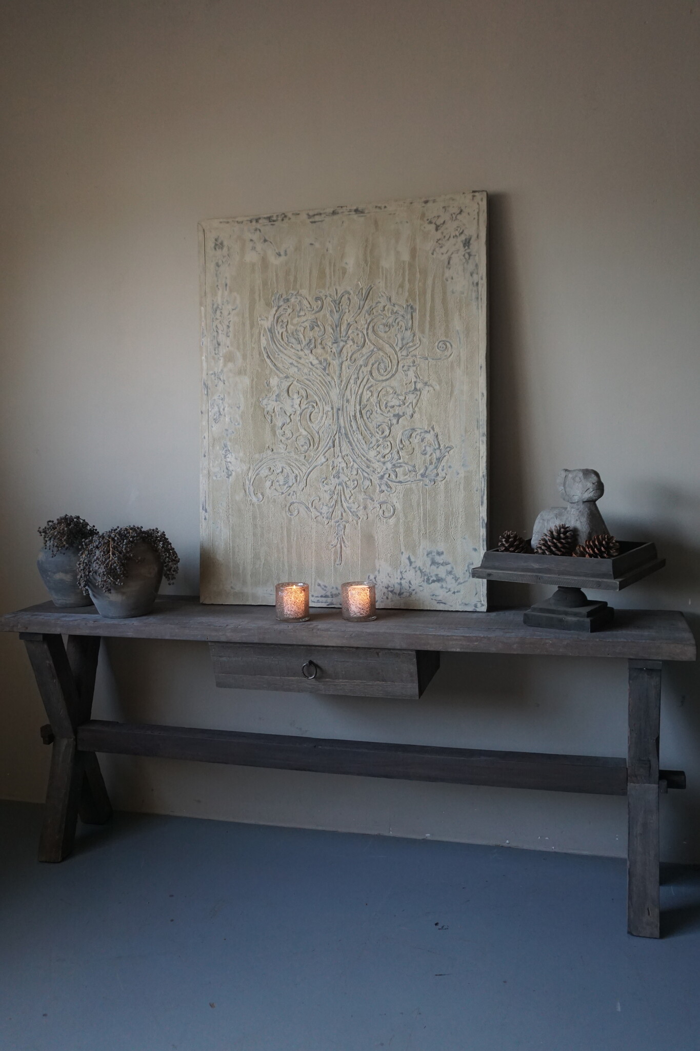 Rene Houtman Sidetable Cross | Oud Hout | Met Lade | B200 cm