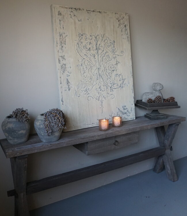 Rene Houtman Sidetable Cross | Oud Hout | Met Lade | B200 cm