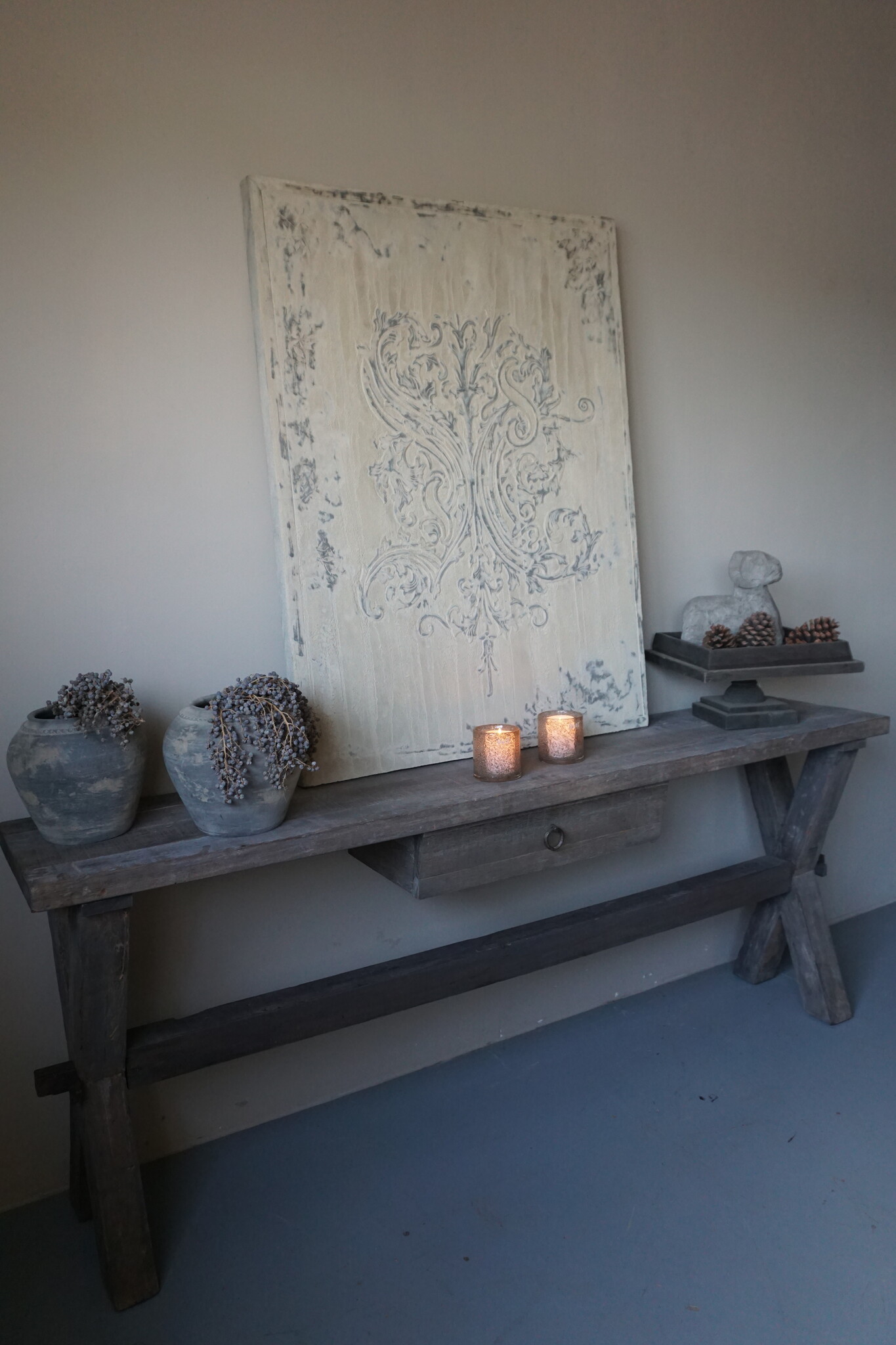 Rene Houtman Sidetable Cross | Oud Hout | Met Lade | B200 cm