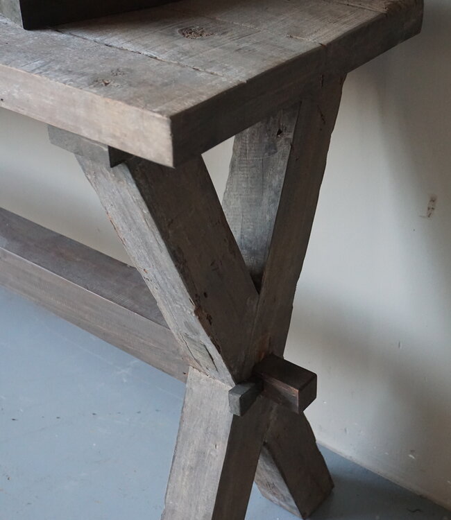 Rene Houtman Sidetable Cross | Oud Hout | Met Lade | B200 cm