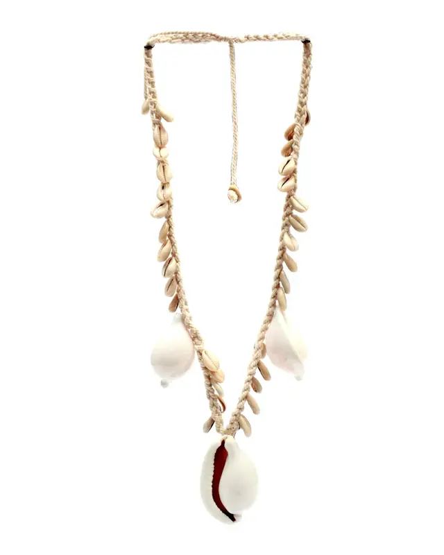 Bazar Bizar Decoratie- Halsketting | De Big White Cowrie Shell | Wit
