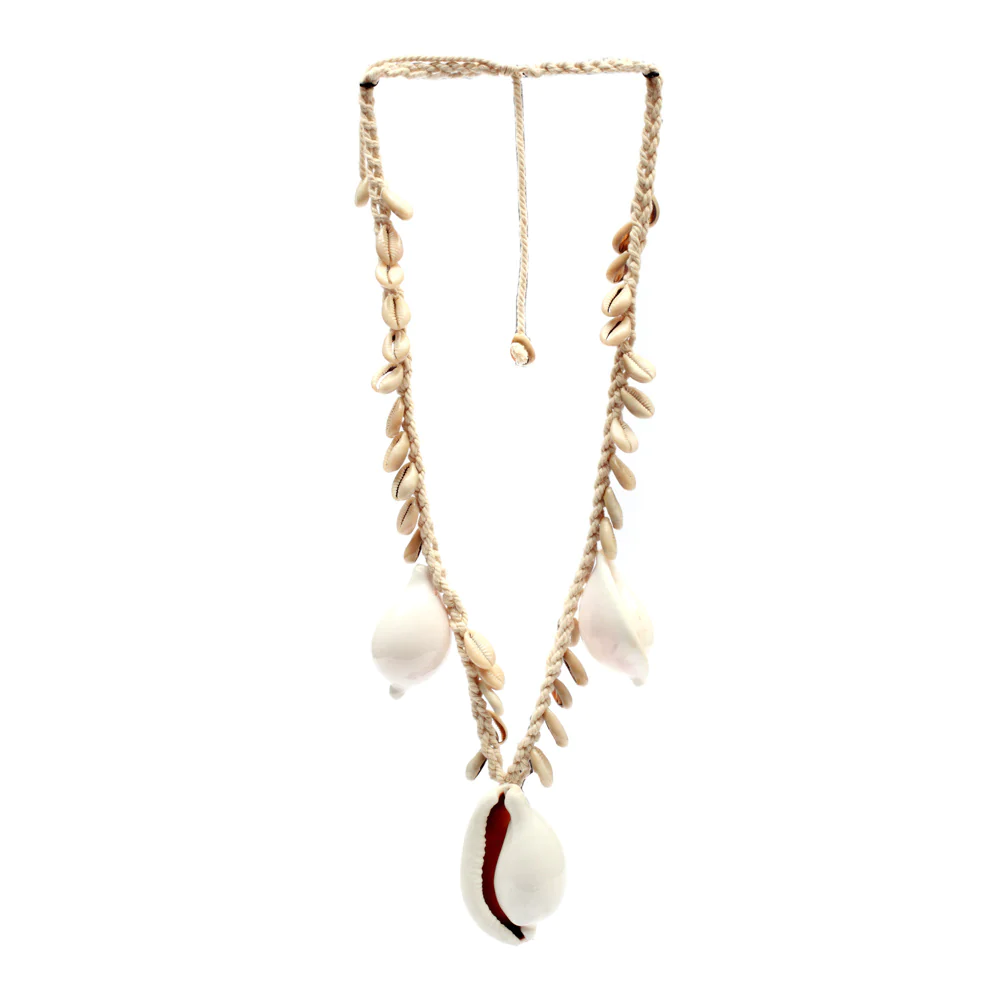 Bazar Bizar Decoratie- Halsketting | De Big White Cowrie Shell | Wit