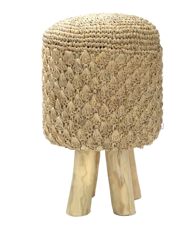 Bazar Bizar De Raffia Tressed Kruk | Naturel