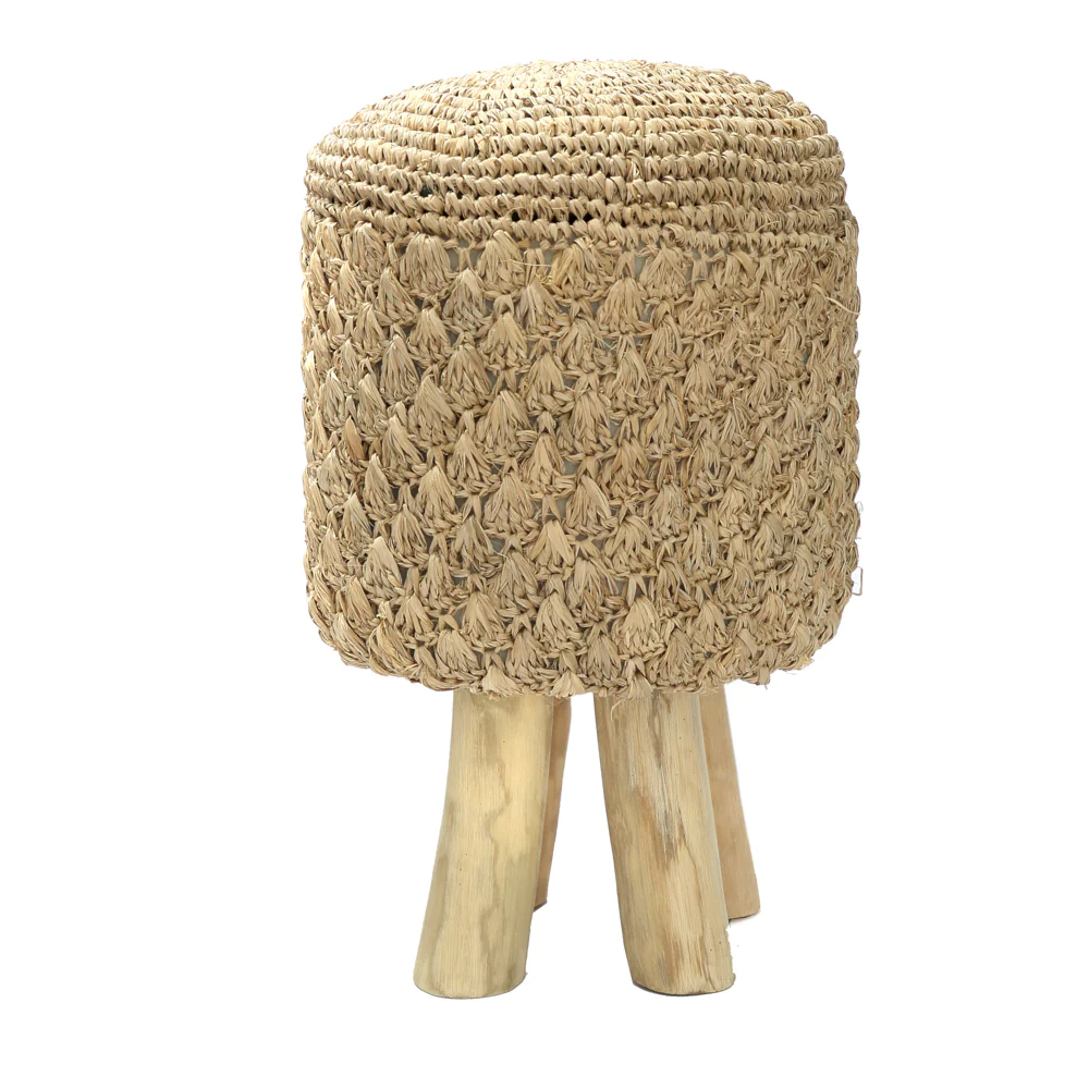 Bazar Bizar De Raffia Tressed Kruk | Naturel