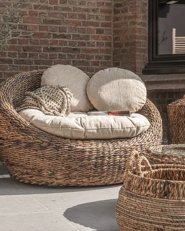 Bazar Bizar De Raffia Tressed Kruk | Naturel