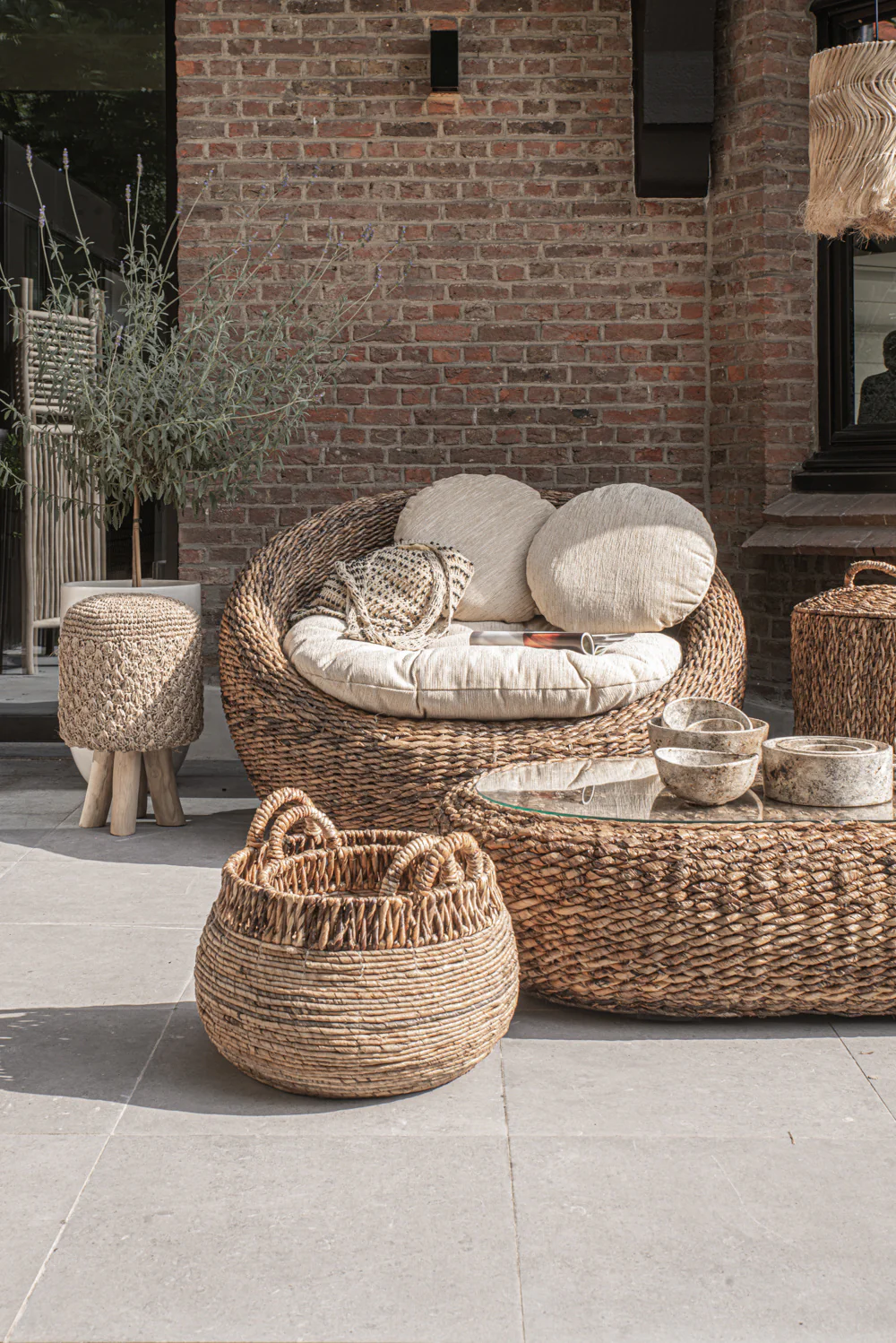 Bazar Bizar De Raffia Tressed Kruk | Naturel