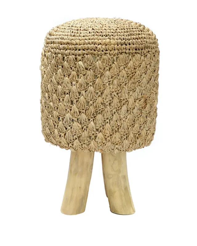 Bazar Bizar De Raffia Tressed Kruk | Naturel
